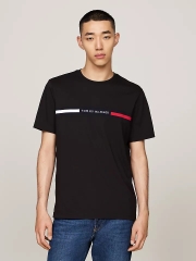 Áo Tommy Hilfiger Ribbed Inset Logo T-Shirt Black MW36498 001