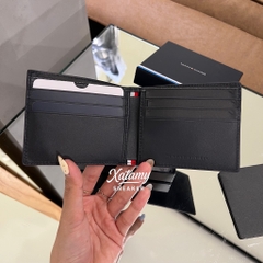 Ví Tommy Hilfiger Men's Allover Flag Logo Leather Bifold Wallet Space Blue AM14241 400