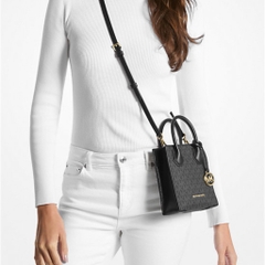 Túi Michael Kors Mercer Extra-Small Logo and Leather Black 35T1GM9C01