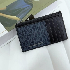 Ví Michael Kors Cooper Slim Signature Logo Zip Wallet Black Navy 36T4LCOZ7B