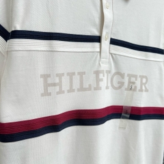 Áo Polo Tommy Hilfiger Regular Fit Global Stripe Monotype Weathered White 78JA885 100