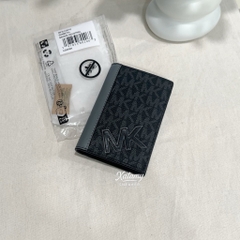 Ví Michael Kors Cooper Signature Logo Folding Card Case Black Grey 36F5LCOD1O