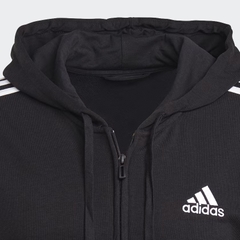 Áo Khoác adidas Men's Essentials French Terry 3-Stripes Full-Zip Hoodie Black GK9032