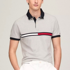Áo Polo Tommy Hilfiger Regular Fit Embroidered Stripe Logo Grey 78JB117 030