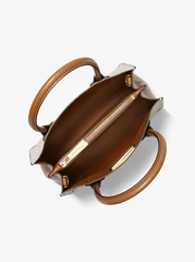 Túi Michael Kors Mercer Medium Logo and Leather Accordion Crossbody Bag Brown 35S1GM9M2B