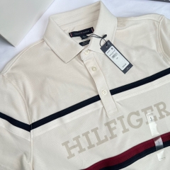 Áo Polo Tommy Hilfiger Regular Fit Global Stripe Monotype Weathered White 78JA885 100