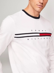 Áo Tommy Hilfiger Embroidered Flag Logo Long-Sleeve T-Shirt White 78JA525 100