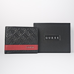 Ví GUESS Men's Leather Bifold With Fashion Details Black Red 31GU13X008 016