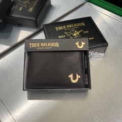 Ví True Religion 'Aglet' Slim Bifold RIFD Leather Wallet Black Gold TR203418