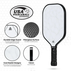 Vợt Pickleball 13MM Reebok Lifestyle Lightweight Fiberglass White RPKD213