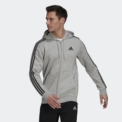 Áo Khoác Nam adidas Essentials Fleece 3-Stripes Full Zip Hoodie Grey HB0041