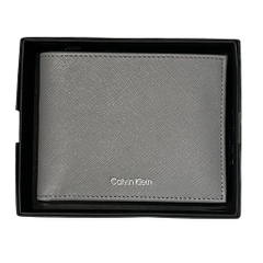 Ví Calvin Klein Saffiano Leather Card Case Bifold Wallet Grey 4D1013G 020