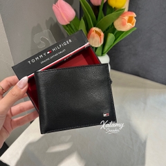 Ví Tommy Hilfiger Men's Pebbled Leather Bifold Wallet Black 31TL220094