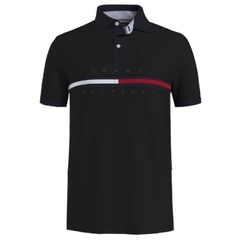 Áo Polo Tommy Hilfiger Regular Fit Embroidered Stripe Logo Black 78JB117 001