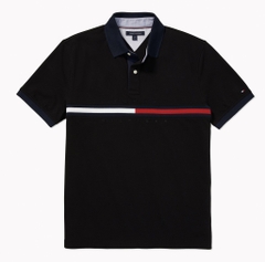 Áo Polo Tommy Hilfiger Regular Fit Embroidered Stripe Logo Black 78JB117 001