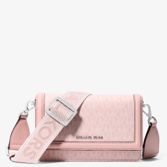 Túi Michael Kors Jet Set Small Signature Logo Print Woven Smartphone Crossbody Bag Smokey Rose 32S5SJ6C1C