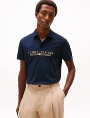 Áo Polo Tommy Hilfiger Regular Fit Embroidered Logo Interlock Navy MW41615 400