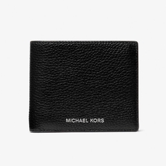 Ví Michael Kors Cooper Pebbled Leather Billfold Wallet With Coin Pouch Black 36T4LCOF3L