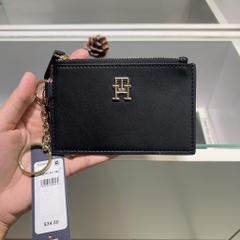 Ví Tommy Hilfiger Monogram Zip Coin Purse and ID Wallet Black 69JA575 001