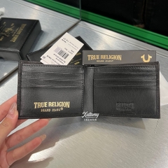Ví True Religion 'Aglet' Slim Bifold RIFD Leather Wallet Black Gold TR203418