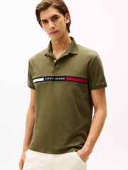 Áo Polo Tommy Hilfiger Regular Fit Embroidered Stripe Logo Army Green XM04382 253