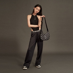 Túi MLB Hobo Monogram Jacquard Large NY Black 3ABQL023N-50BKS