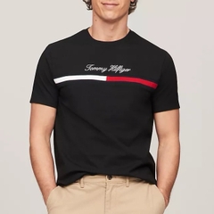 Áo Tommy Hilfiger Script Flag Logo Thêu Black 78JA946 001