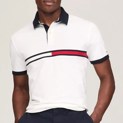 Áo Polo Tommy Hilfiger Regular Fit Embroidered Stripe Logo White 78JB117 100