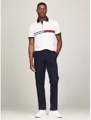 Áo Polo Tommy Hilfiger Regular Fit Embroidered Stripe Logo White 78JB117 100