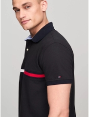 Áo Polo Tommy Hilfiger Regular Fit Embroidered Stripe Logo Black 78JB117 001