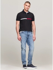 Áo Polo Tommy Hilfiger Regular Fit Embroidered Stripe Logo Black 78JB117 001