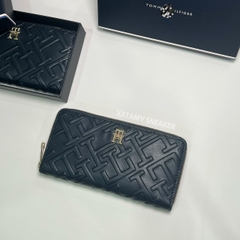 Ví Tommy Hilfiger Iconic Large Zip Wallet Mono Space Blue AW15272 400