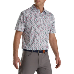 Áo nam cộc tay FJ Mini Floral Lisle, Self Collar - 87263