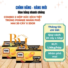 Xúc xích Ponnie nhân phô mai Tiệt Trùng Ăn liền 10 cây x hộp x 58g
