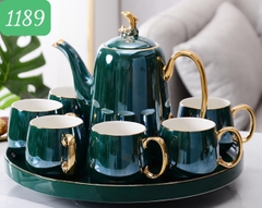 BỘ TÁCH TRÀ SỨ KHAY 1189 XANH