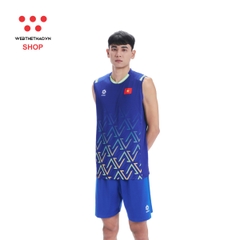 Bộ quần áo thi đấu (bản player) đội tuyển bóng chuyền Nam Việt Nam "Xanh" WJ-E4108-03 - Hàng Chính Hãng