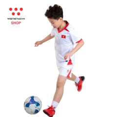 Bộ quần áo thi đấu đội tuyển quốc gia Việt Nam 2025 Nhí "Trắng" MJ.AJ-4109-01 - Hàng Chính Hãng