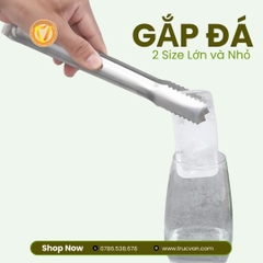 Gắp đá nhỏ 17cm - Kẹp inox gắp thức ăn, gắp chanh, gắp đào, gắp hoa quả, gắp đá, gắp đồ decor pha chế