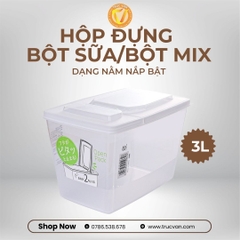 Hộp đựng bột, bột mix dạng nằm nắp bật 3L