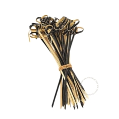 Tăm tre xiên trái cây thắt nút màu đen 100 chiếc, 12cm