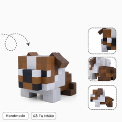 Mô Hình Gỗ Chó Bulldog Nâu Đậm (Art Toy)