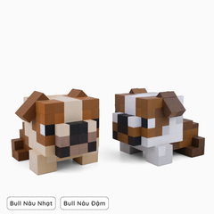 Mô Hình Gỗ Chó Bulldog Nâu Nhạt (Art Toy)