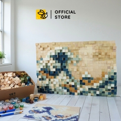 Kit Tự Làm Tranh Khảm Gỗ Mosaic The Great Wave Off Kanagawa (Sóng Lừng Ngoài Khơi) - Phong Cách Pixel Art