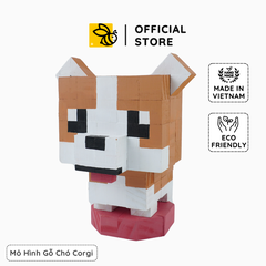 Mô Hình Gỗ Chó Corgi Nâu Nhạt (size s)