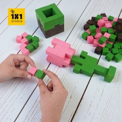 p1. Bộ Lắp Ghép Minecraft Khối Cỏ & Hoa Tulip