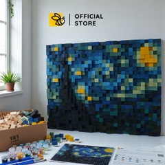Kit Tự Làm Tranh Khảm Gỗ Mosaic Starry Night Đêm Đầy Sao (Van Gogh) Phong Cách Pixel