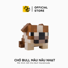 Mô Hình Gỗ Chó Bulldog Nâu Nhạt (Art Toy)