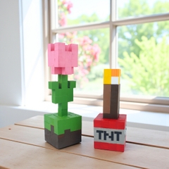 p1. Bộ Lắp Ghép Minecraft Khối Cỏ & Hoa Tulip