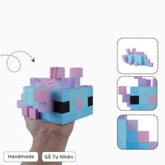 Mô Hình Gỗ Minecraft Axolotl Xanh size M (Bản Mới)