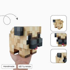 Mô Hình Gỗ Chó Pug (Art Toy)